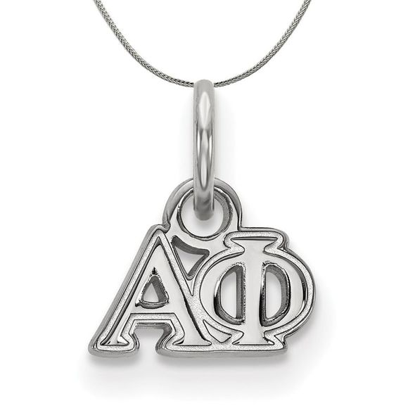 Sterling Silver Alpha Phi XS (Tiny) Greek Pendant Necklace - 18 Inch